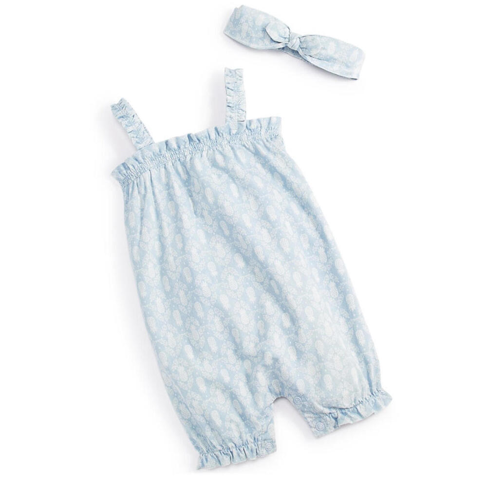 First Impressions Baby Girl Pineapple Stamp Printed Romper & Headband Size...